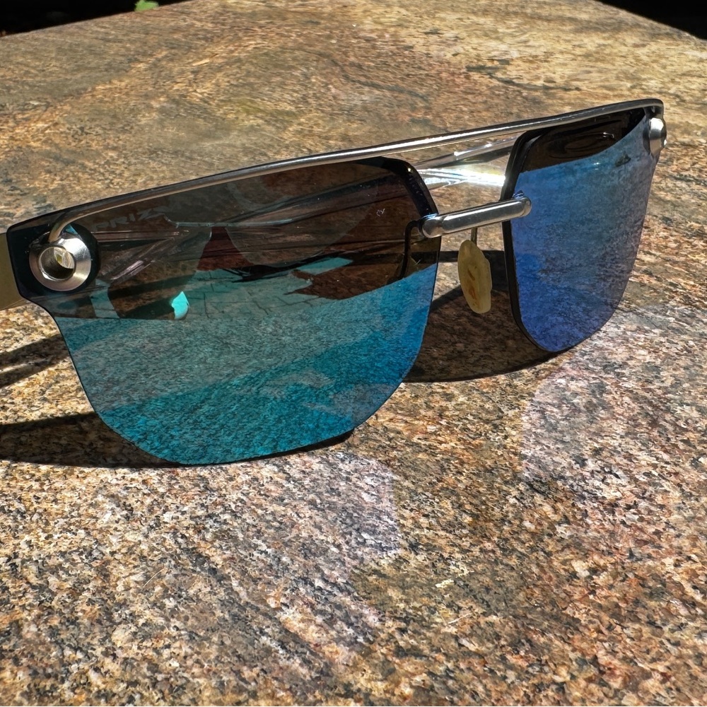 OAKLEY CHRYSTL Sunglasses OO4136-0167 Prizm Heptagon Double Bridge Blue Mirror